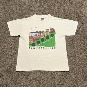Vintage 90s San Francisco California White Graphic Art Tee